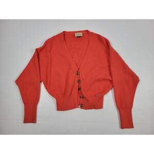 Elie Tahari Womens Small Coral Button‎ Up Sweater Cardigan Jacket